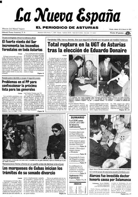 Portada Sábado 18 de  de 1989