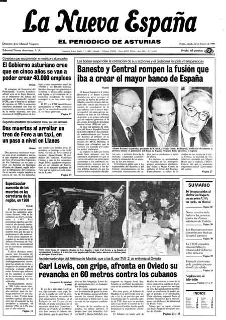 Portada Sábado 25 de  de 1989