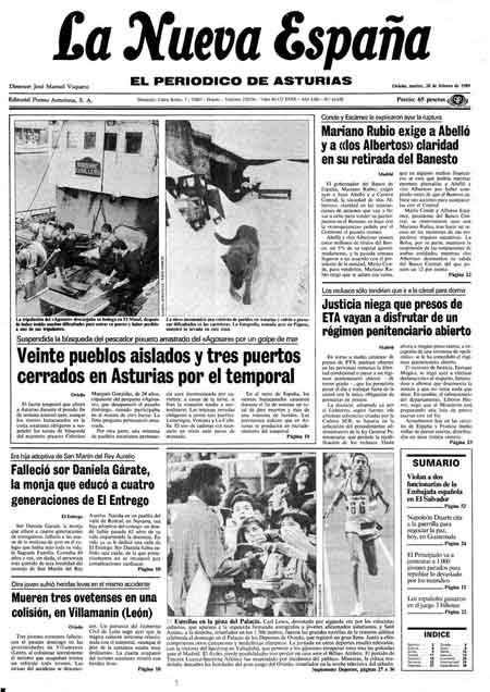Portada Martes 28 de  de 1989