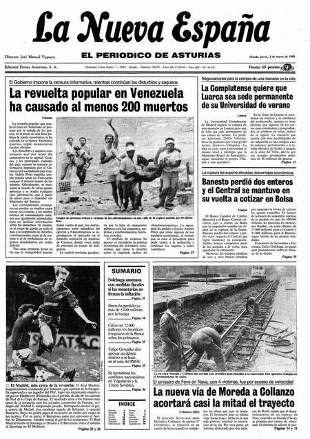 Portada Jueves 2 de  de 1989