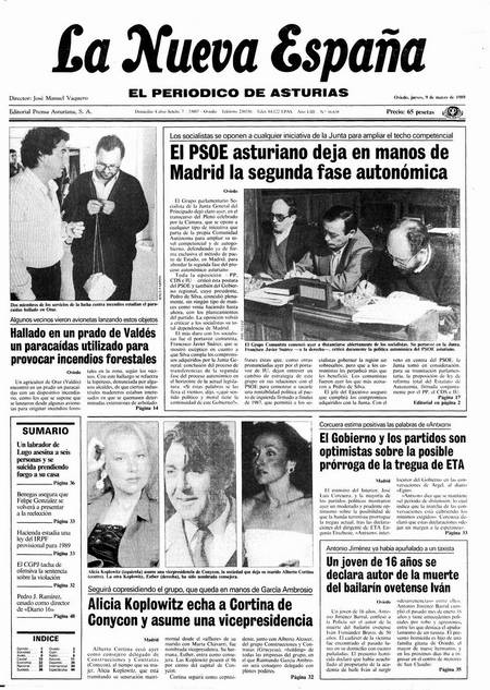 Portada Jueves 9 de  de 1989