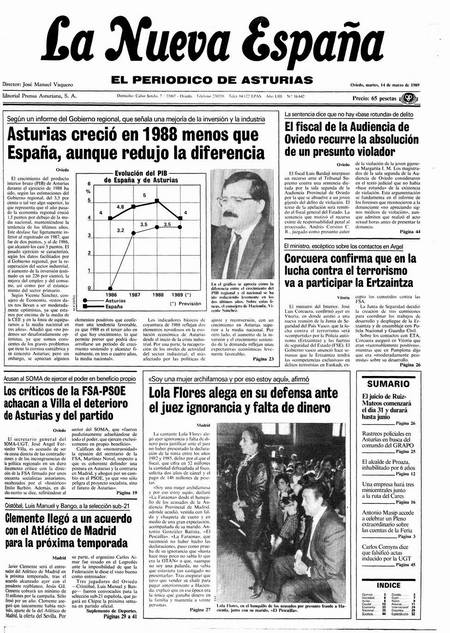 Portada Martes 14 de  de 1989