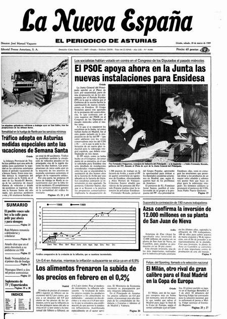 Portada Sábado 18 de  de 1989
