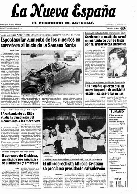 Portada Martes 21 de  de 1989