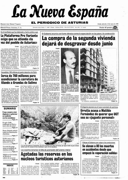 Portada Miércoles 22 de  de 1989