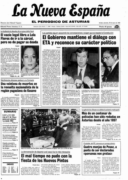 Portada Miércoles 29 de  de 1989