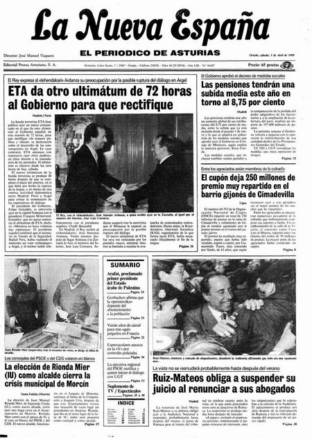 Portada Sábado 1 de  de 1989