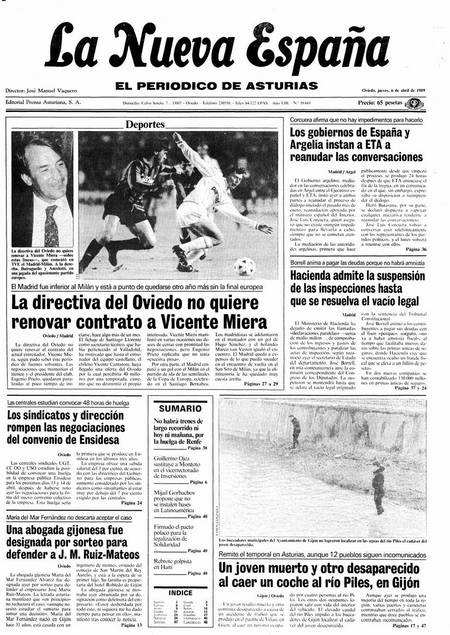 Portada Jueves 6 de  de 1989