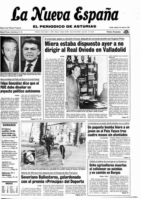 Portada Sábado 8 de  de 1989