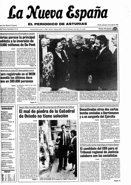 Portada Miércoles 12 de  de 1989
