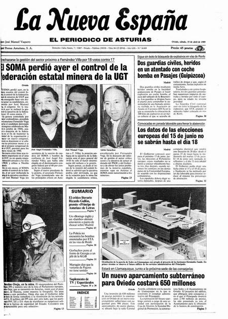 Portada Sábado 15 de  de 1989