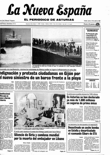 Portada Martes 18 de  de 1989