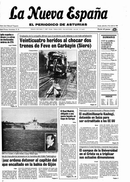 Portada Miércoles 19 de  de 1989