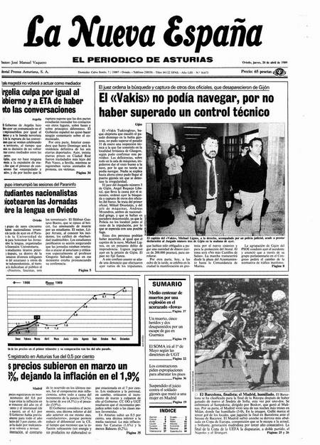 Portada Jueves 20 de  de 1989