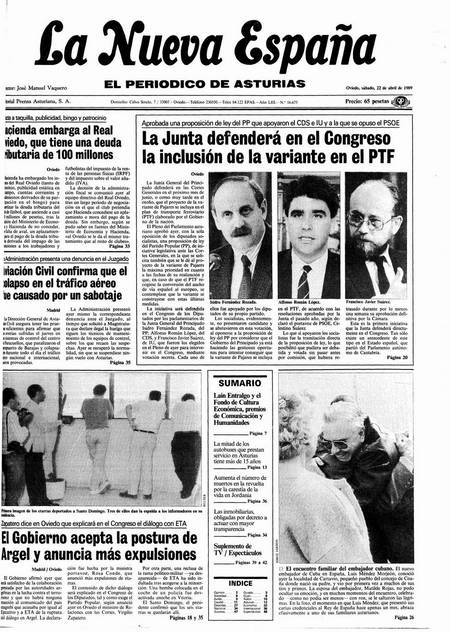 Portada Sábado 22 de  de 1989