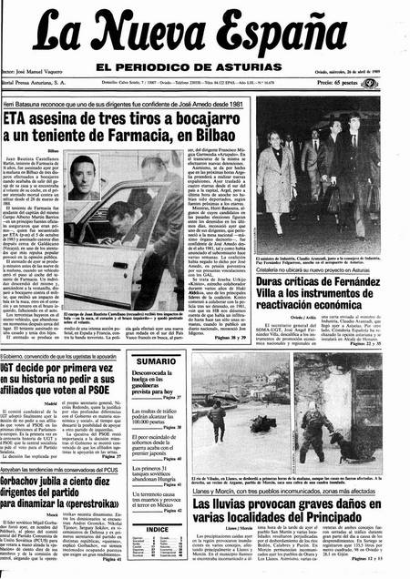 Portada Miércoles 26 de  de 1989