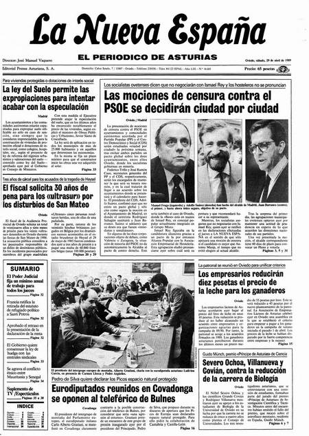 Portada Sábado 29 de  de 1989