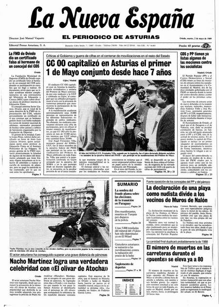 Portada Martes 2 de  de 1989
