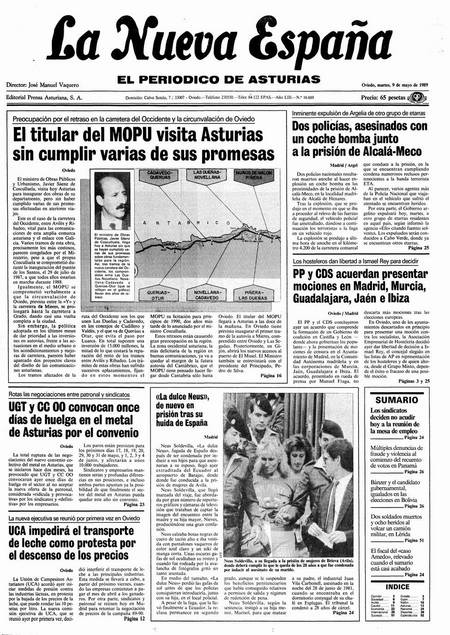 Portada Martes 9 de  de 1989