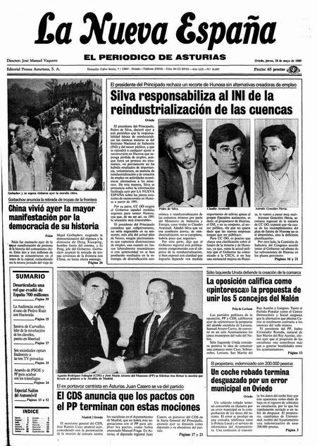 Portada Jueves 18 de  de 1989