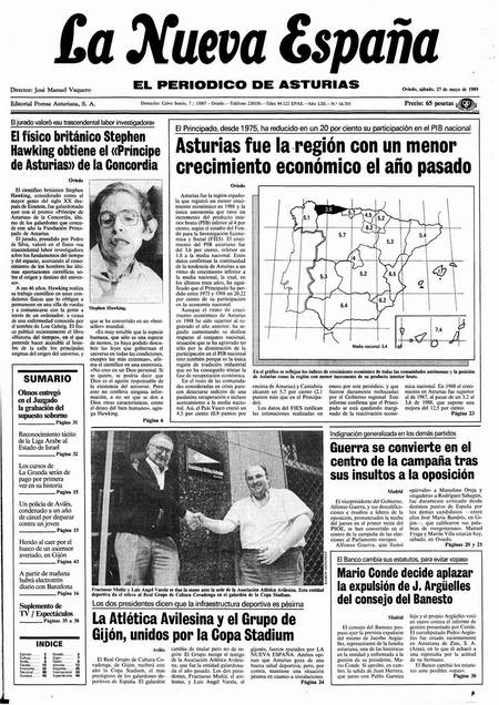 Portada Sábado 27 de  de 1989