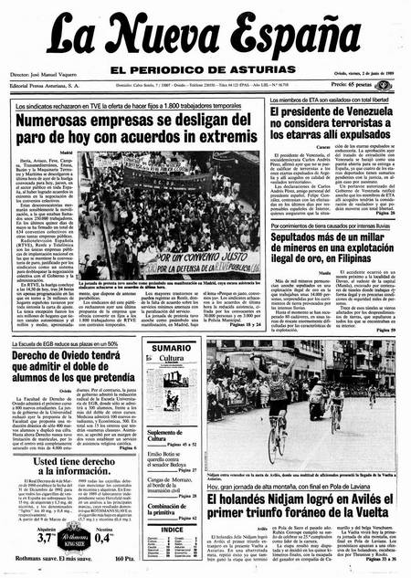 Portada Viernes 2 de  de 1989