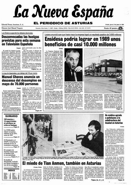 Portada Jueves 8 de  de 1989