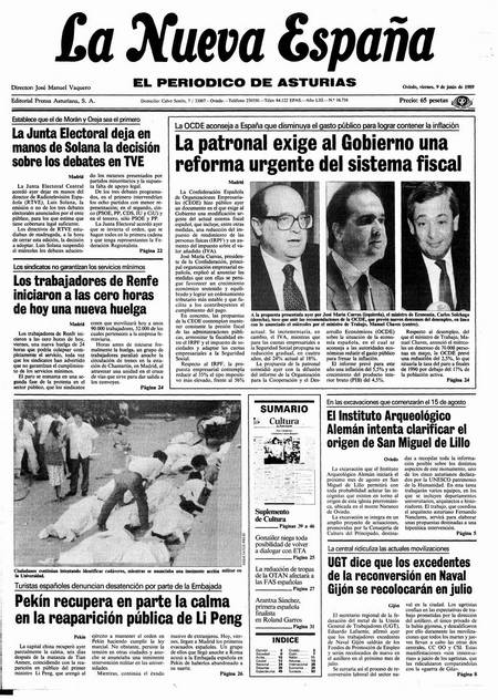 Portada Viernes 9 de  de 1989