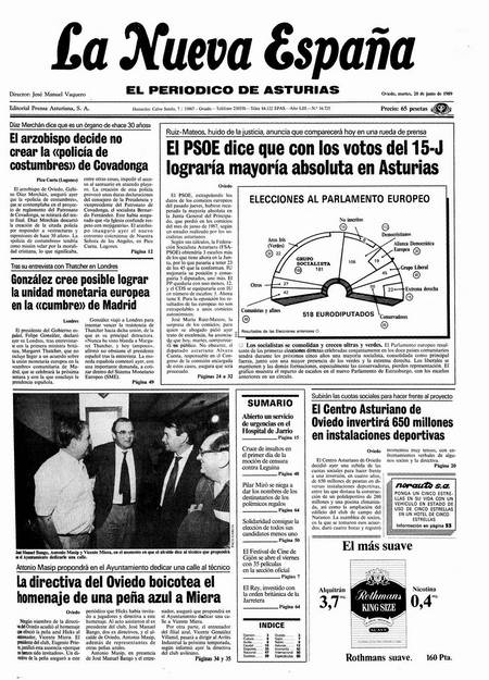 Portada Martes 20 de  de 1989