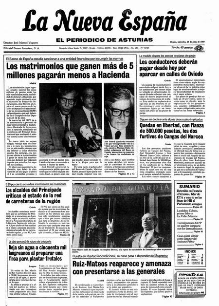 Portada Miércoles 21 de  de 1989