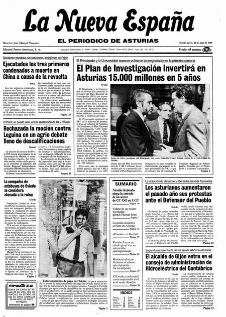 Portada Jueves 22 de  de 1989