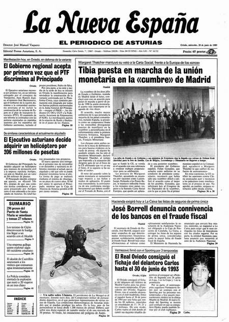 Portada Miércoles 28 de  de 1989