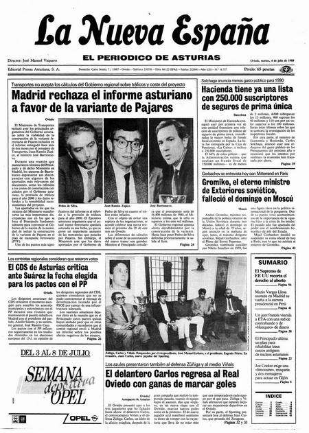 Portada Martes 4 de  de 1989