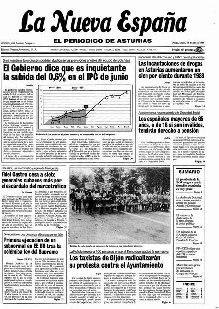 Portada Sábado 15 de  de 1989