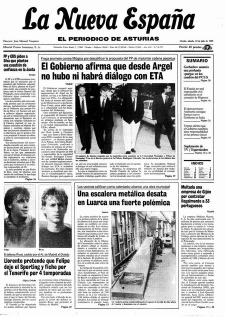 Portada Sábado 22 de  de 1989