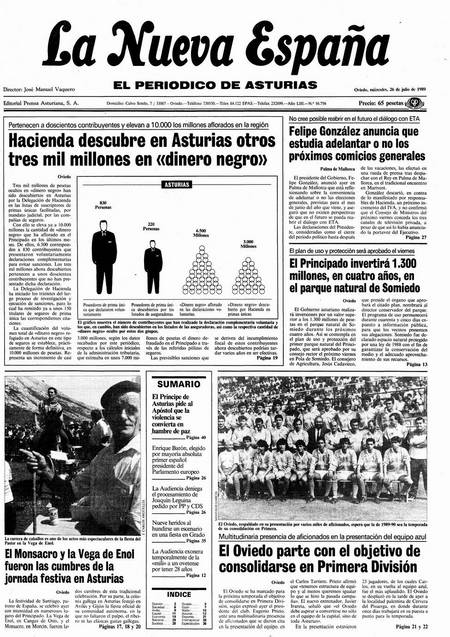 Portada Miércoles 26 de  de 1989