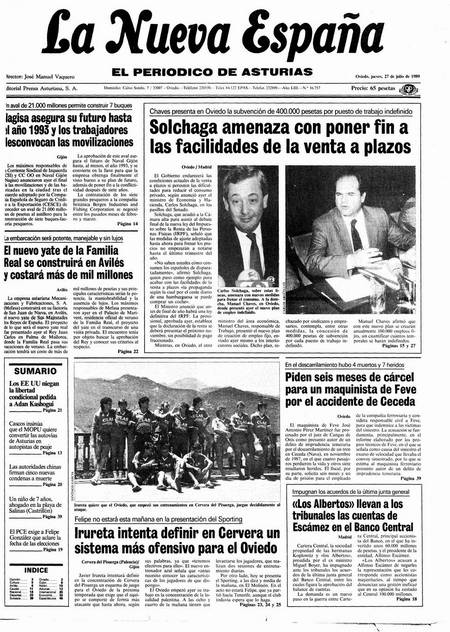 Portada Jueves 27 de  de 1989