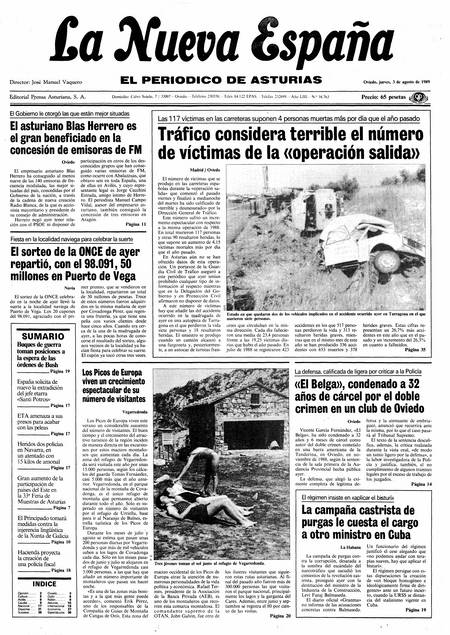 Portada Jueves 3 de  de 1989