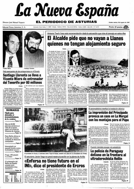 Portada Martes 8 de  de 1989
