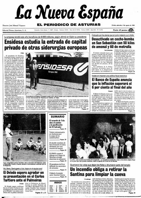 Portada Miércoles 9 de  de 1989