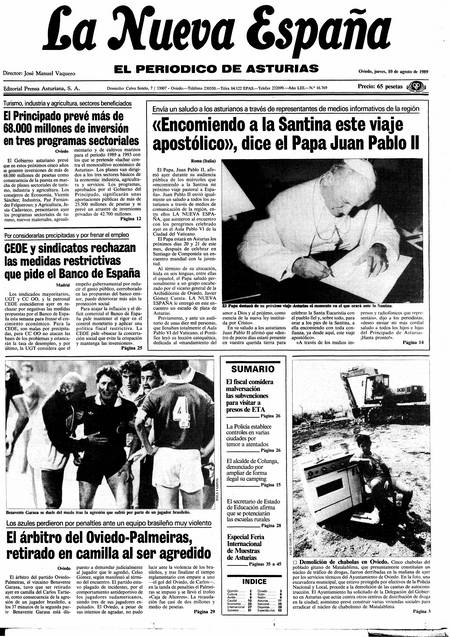 Portada Jueves 10 de  de 1989