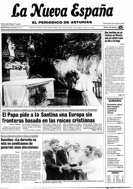 Portada Martes 22 de  de 1989