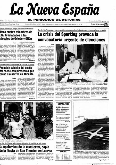 Portada Miércoles 23 de  de 1989