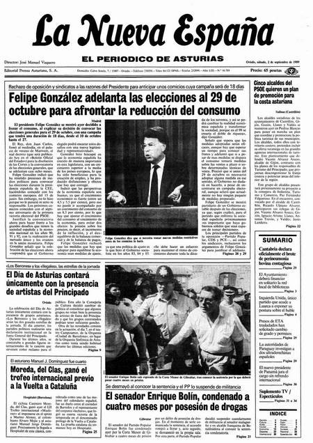 Portada Sábado 2 de  de 1989