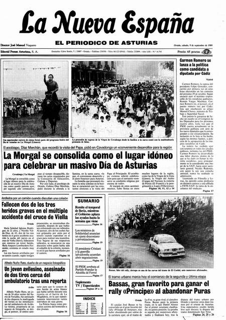 Portada Sábado 9 de  de 1989