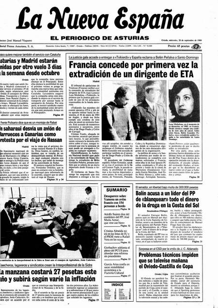 Portada Miércoles 20 de  de 1989