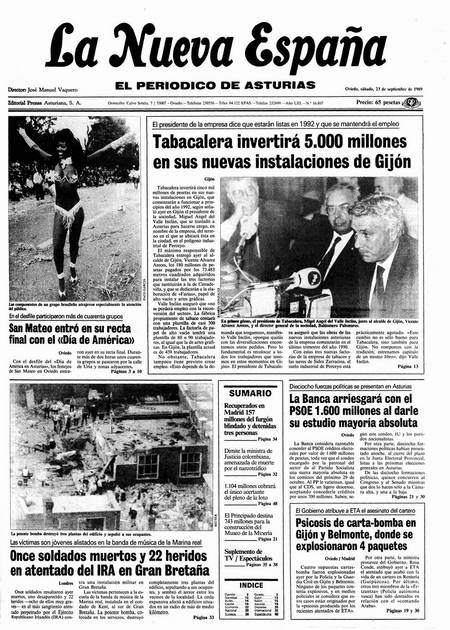 Portada Sábado 23 de  de 1989