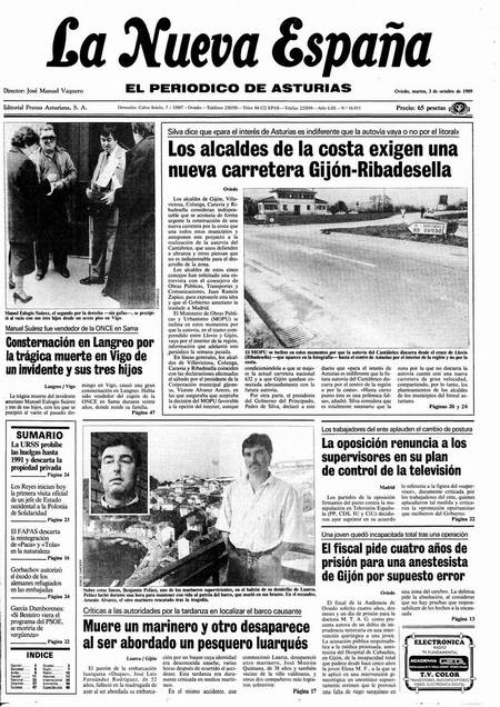 Portada Martes 3 de Octubre de 1989
