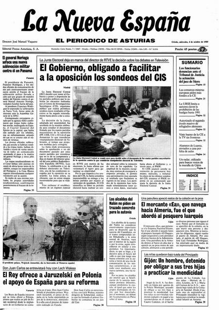 Portada Miércoles 4 de Octubre de 1989
