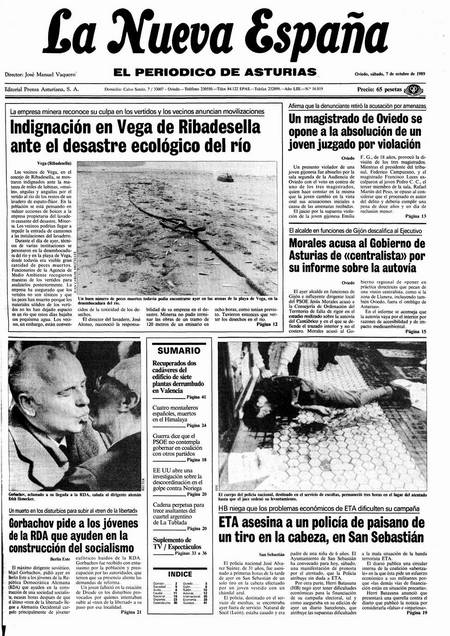 Portada Sábado 7 de Octubre de 1989